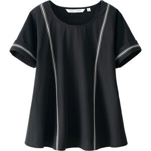Uniqlo and Lemaire Black Cotton Striped Short Sleeve Top
